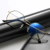 The new metal square face round gold anti-blue light can be equipped with a full-frame blue film student large frame flat light lens details Picture